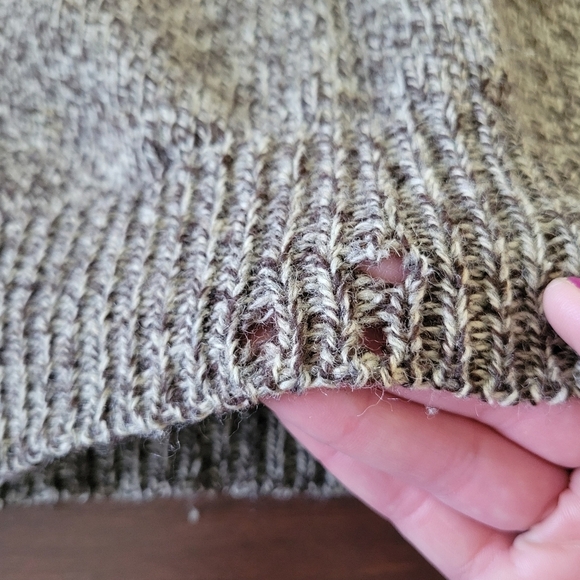 Eddie Bauer Men's Vintage 90s Wool V-Neck Pullover Sweater Size L Marled Brown - Picture 4 of 8